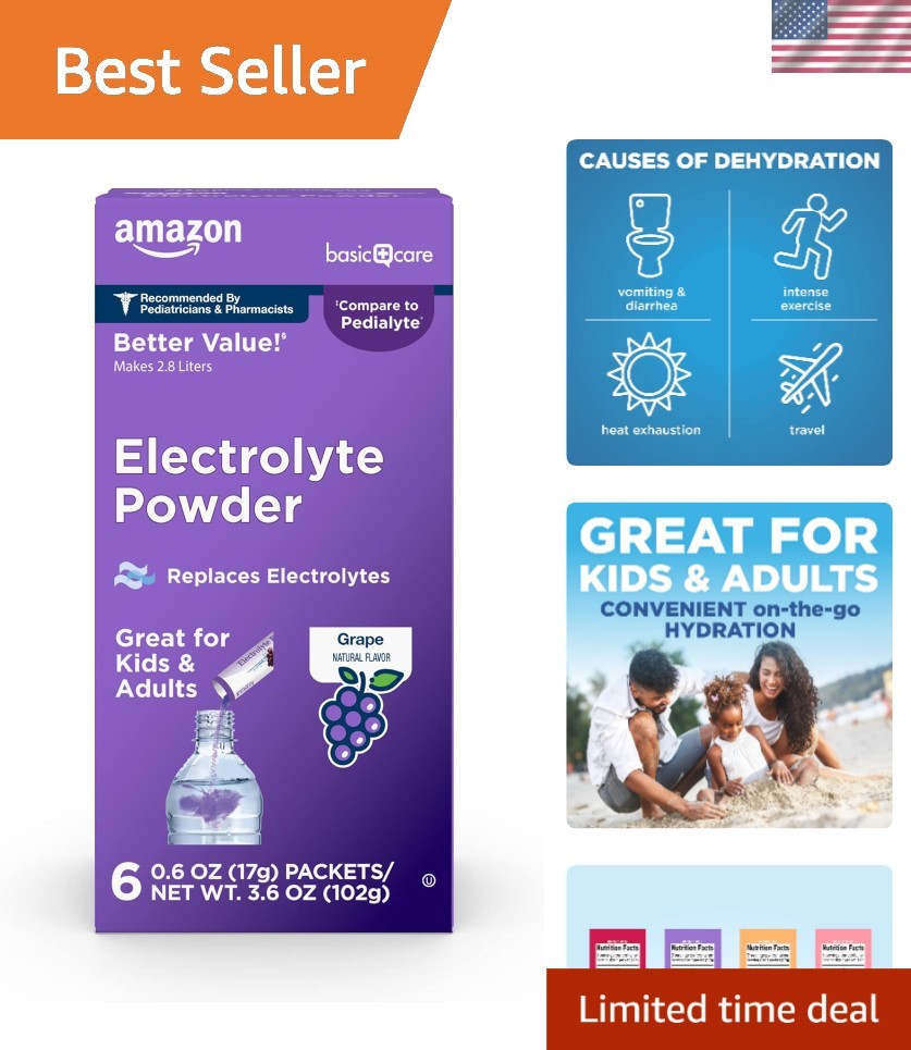 Rapid Hydration Electrolyte Powder Grape Flavor 6 Pack for All Ages