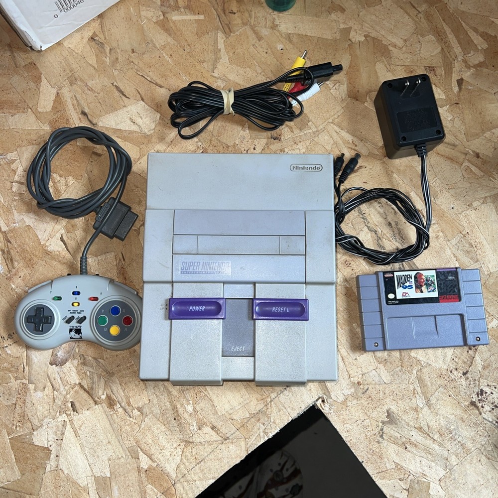 Super Nintendo SNES Console Bundle w/ Rhino Controller / Madden 95 Untested