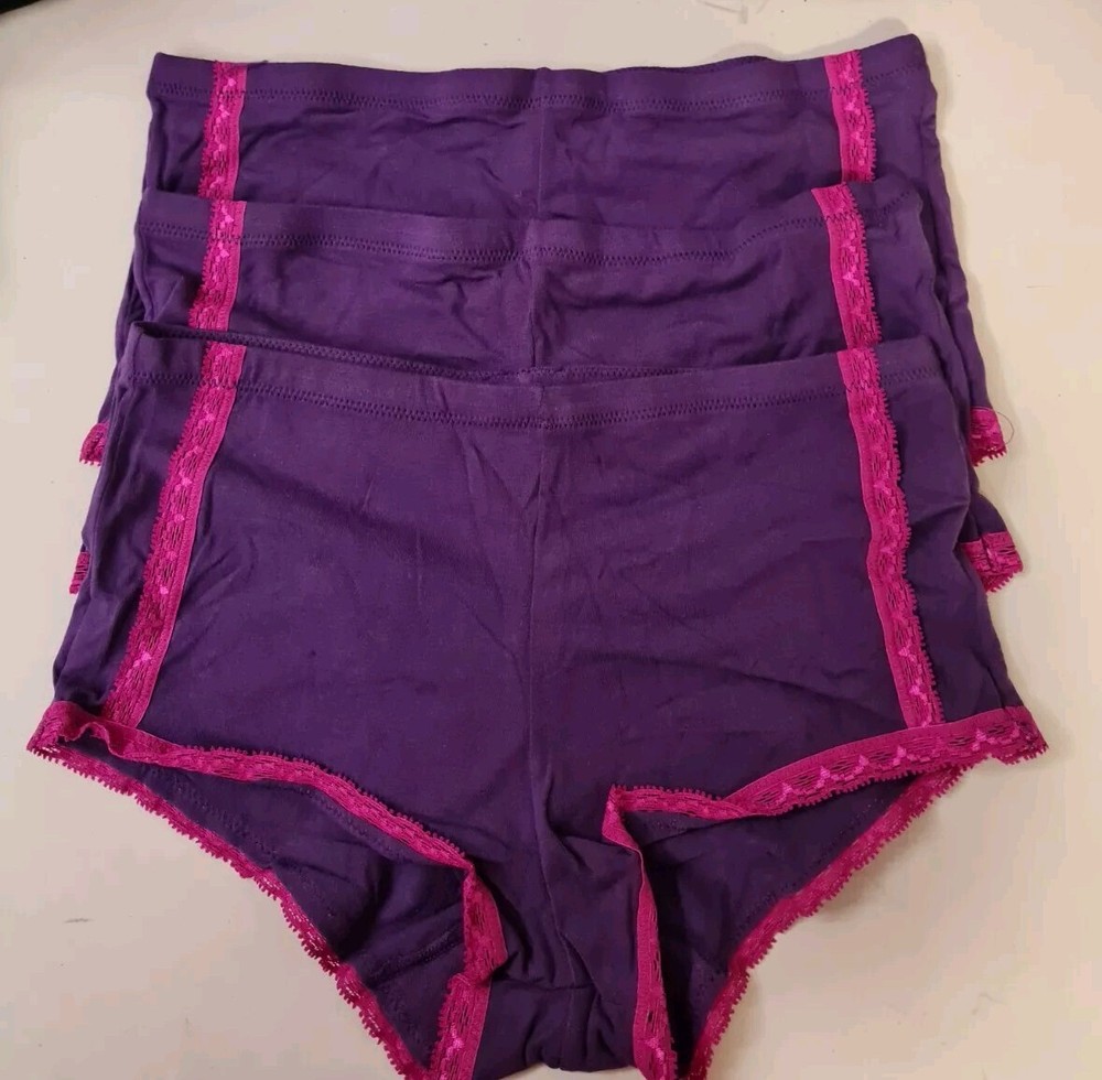 Maidenform Cotton Blend Plum Boyshort 3-Pack Size 6/M Sample L1 New