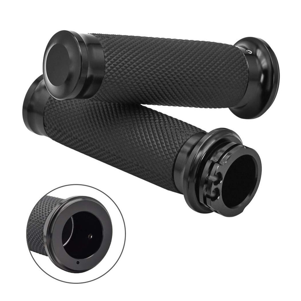Benlari Black Hand Grips 1 Inch Motorcycle Handlebar Grips Cable Throttle Com...