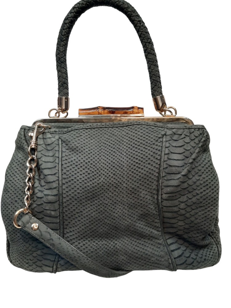 Elaine Turner Kiss Lock Textured Suede Purse Olive Green Women's Handbag