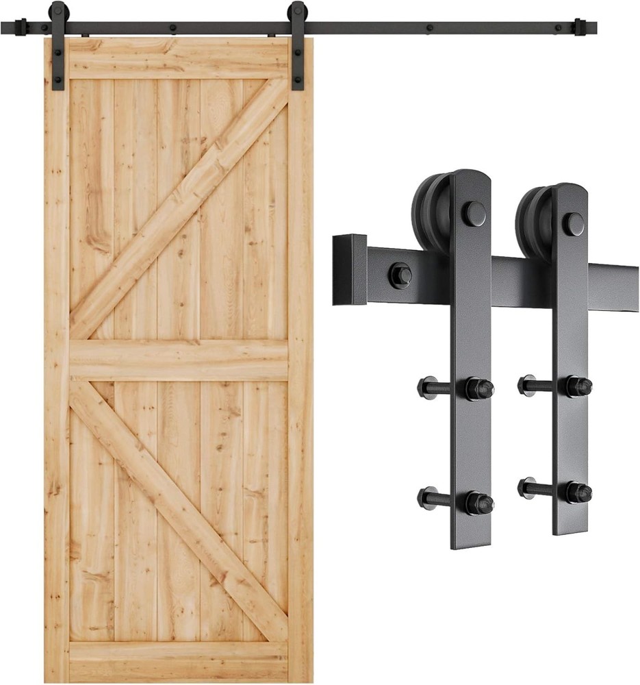 6.6ft Heavy Duty Sliding Barn Door Hardware Kit for Smooth Quiet Operation