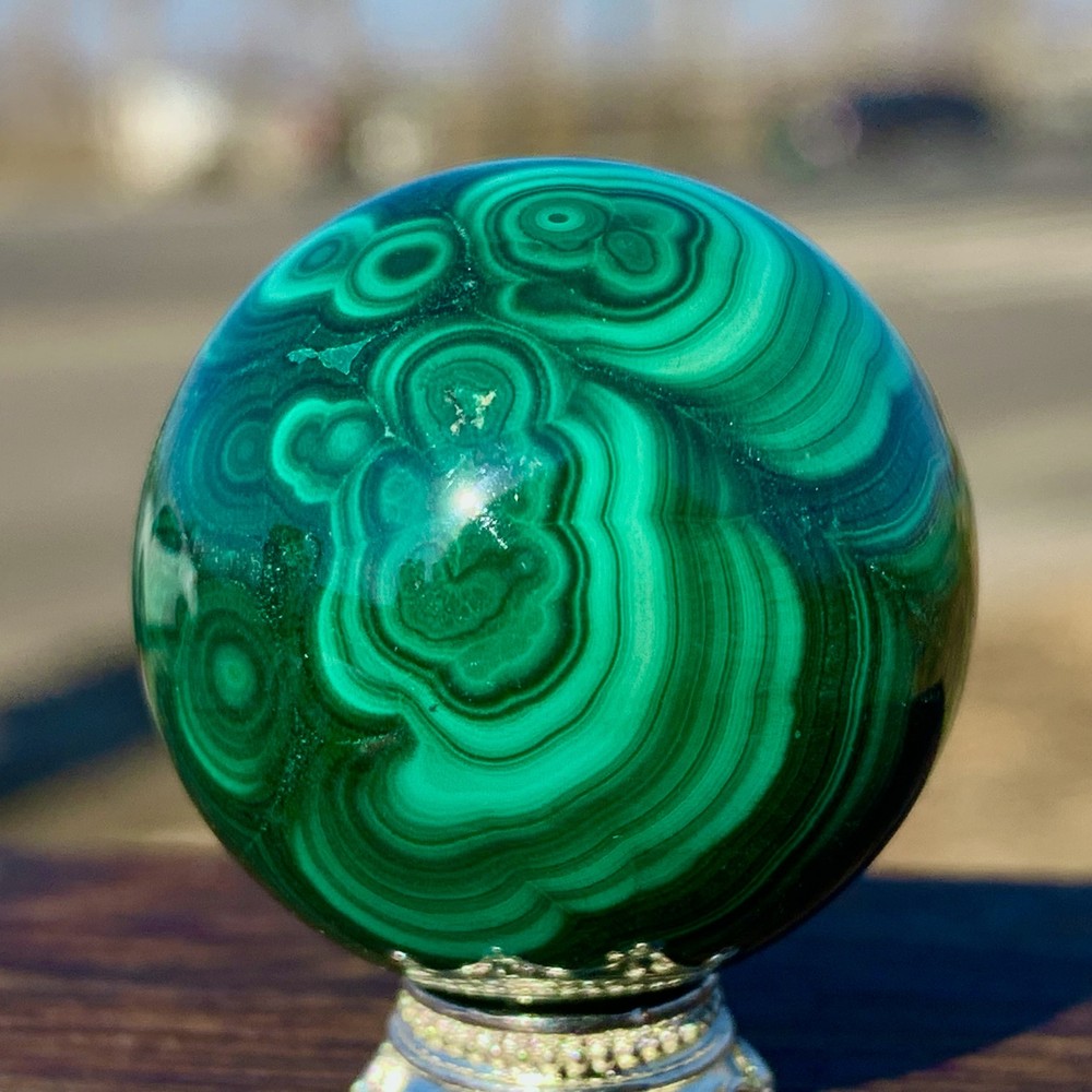 54G Natural glossy Malachite ball transparent cluster rough mineral sample