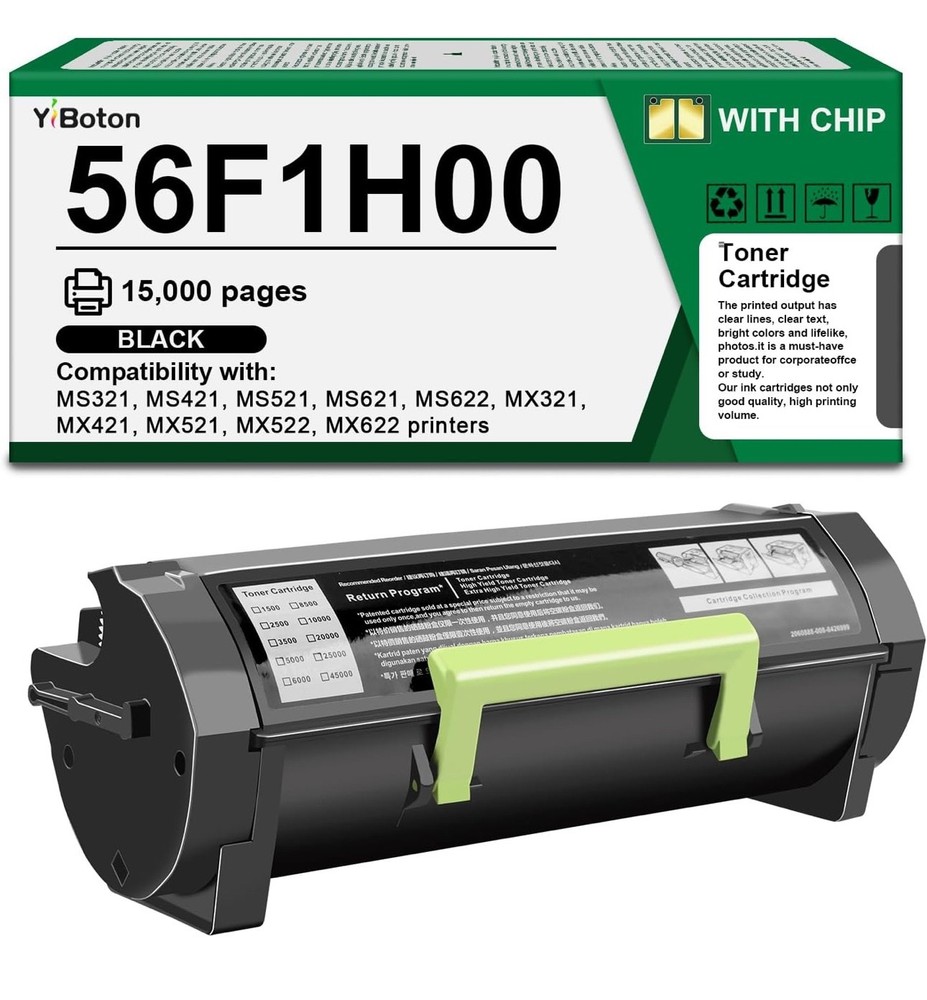 High Yield 56F1H00 Black Toner Cartridge Compatible with Lexmark 56F1H00 Toner C