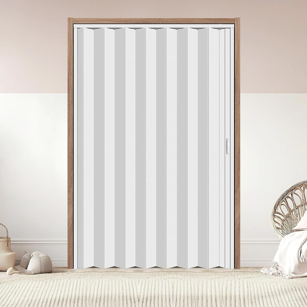 New Interior White PVC Accordion Door,Includes Door and Mounting Hardware