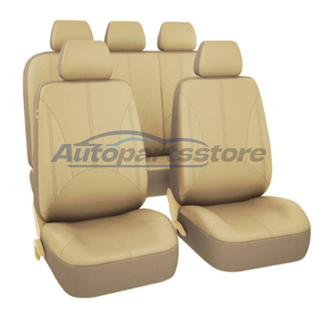3-Row PU Leather Car Seat Covers for SUV Van Universal Fit 7-Seat Full Set
