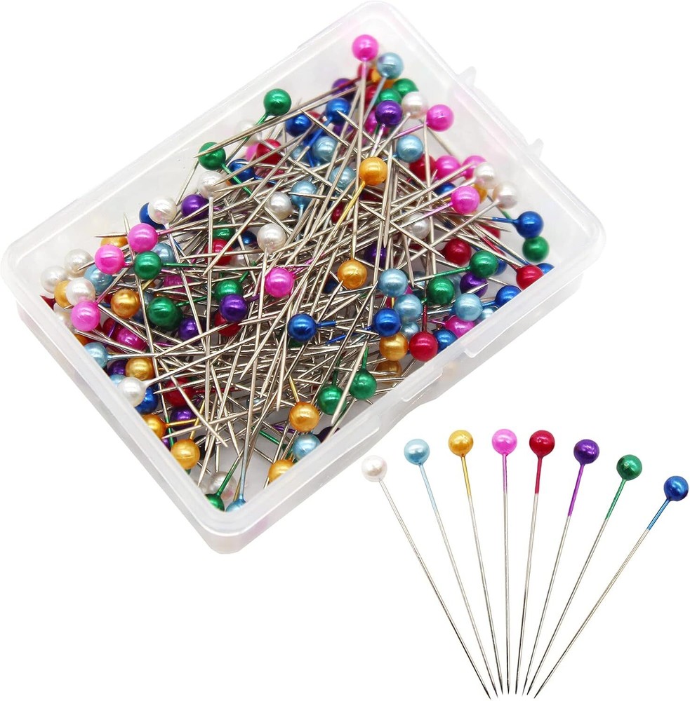 Benvo 250Pcs Sewing Pins with Plastic Pearl Head Straight Color B