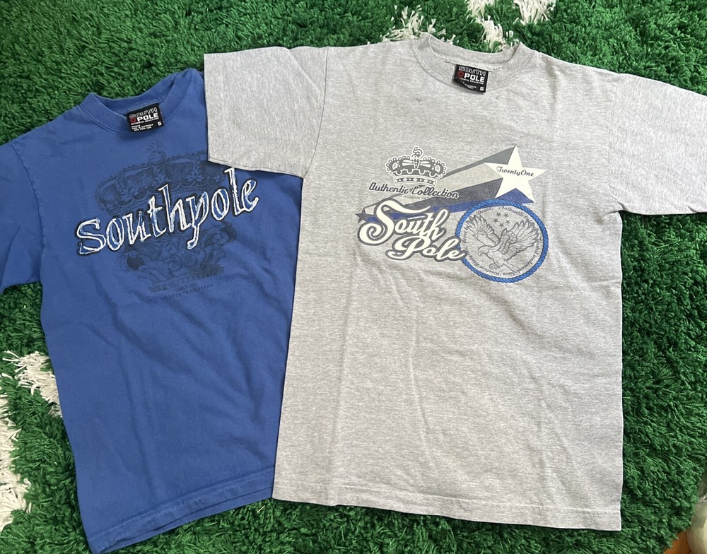 Vintage Y2K SouthPole TShirt Emo Grunge Skate Men's Size Small Lot of 2