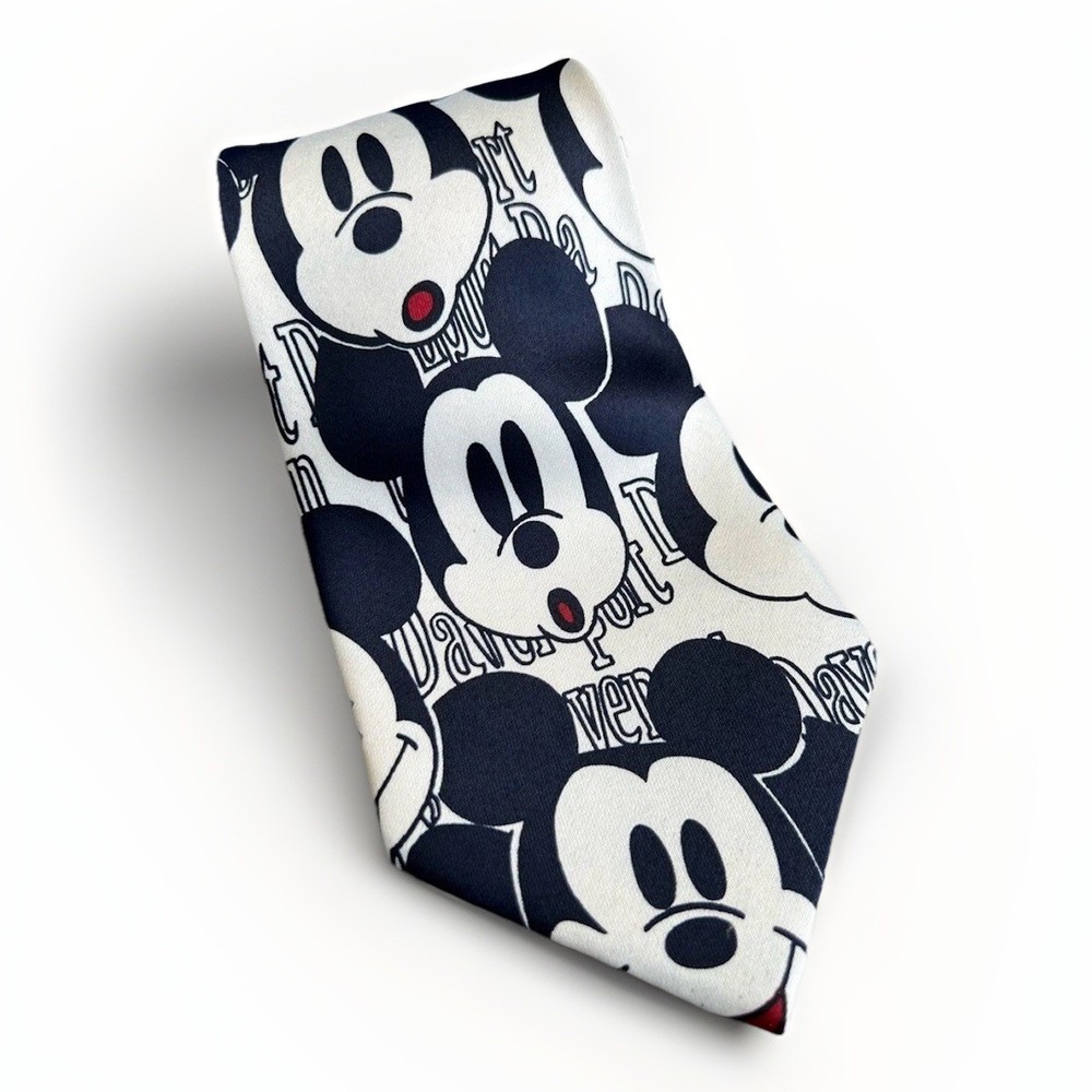 Disney Tie Picasso Mickey Mouse Men’s Formal Career Suit Cartoon Blue White EUC