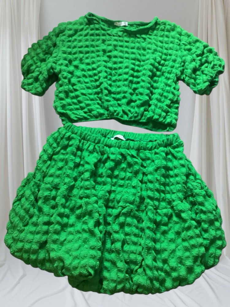 Blakeley Womens Plus Size 1XL 95 Polyester Green Bubble 2 Piece Set