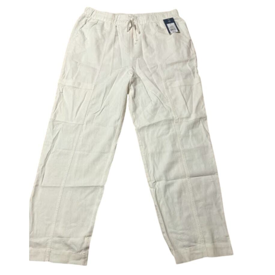 Women's High-Rise Pull-On Tapered  Linen Pants - Universal Thread Size L Cream