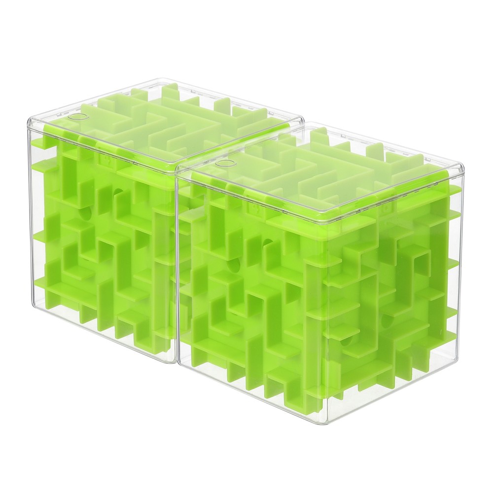 2 Pcs Labyrinth Puzzle Box, Puzzle Cube Game Puzzle Box (Green, 3.74-Inch)