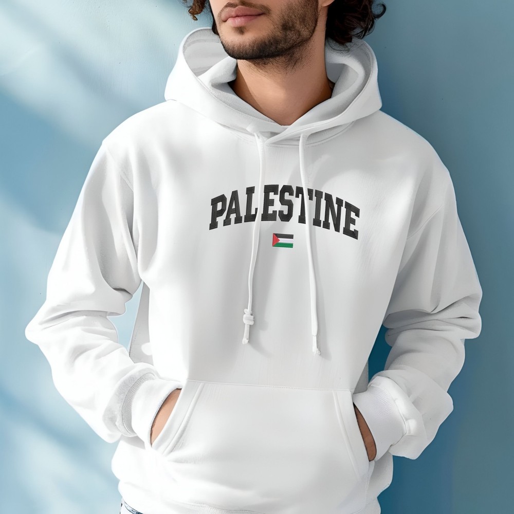 Embroidered Palestine Hoodie Palestinian Flag Gaza Freedom Humanity Gift Hooded