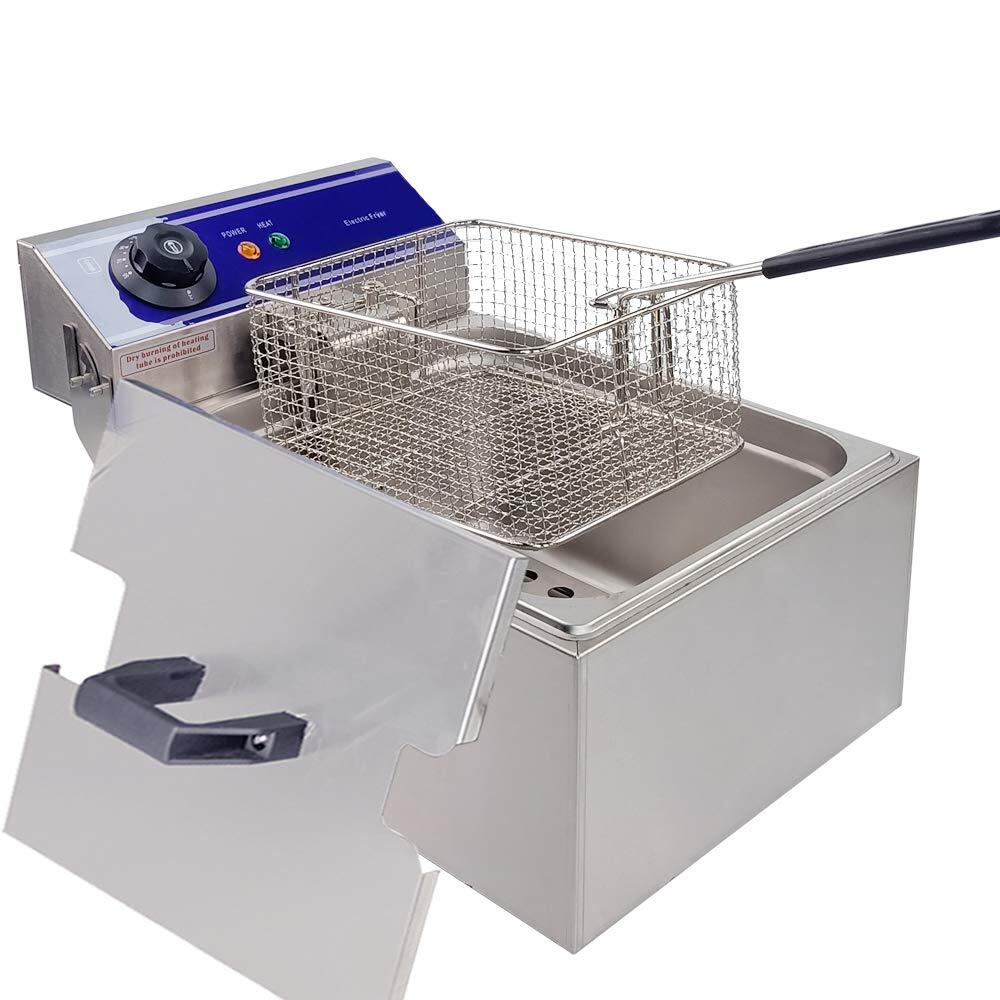 Commercial Deep Fryer Countertop Stainless Steel Deep Fryer w/ Temperature Co...