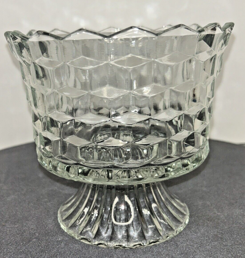 Vintage Whitehall Clear Cubic Stacked Pedestal Compote Dish
