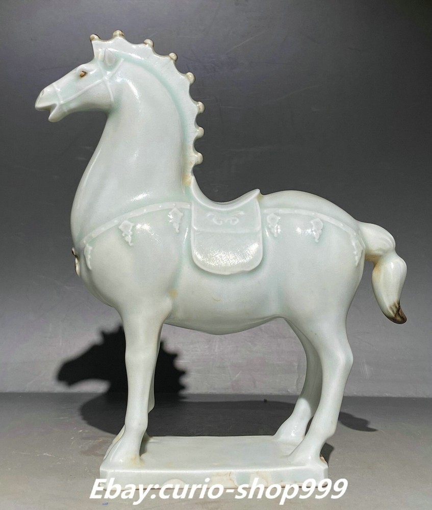 7.4 Inch Song Dynasty Hutian Kiln Porcelain Zodiac Horse Statue for Year of the Horse Collectibles