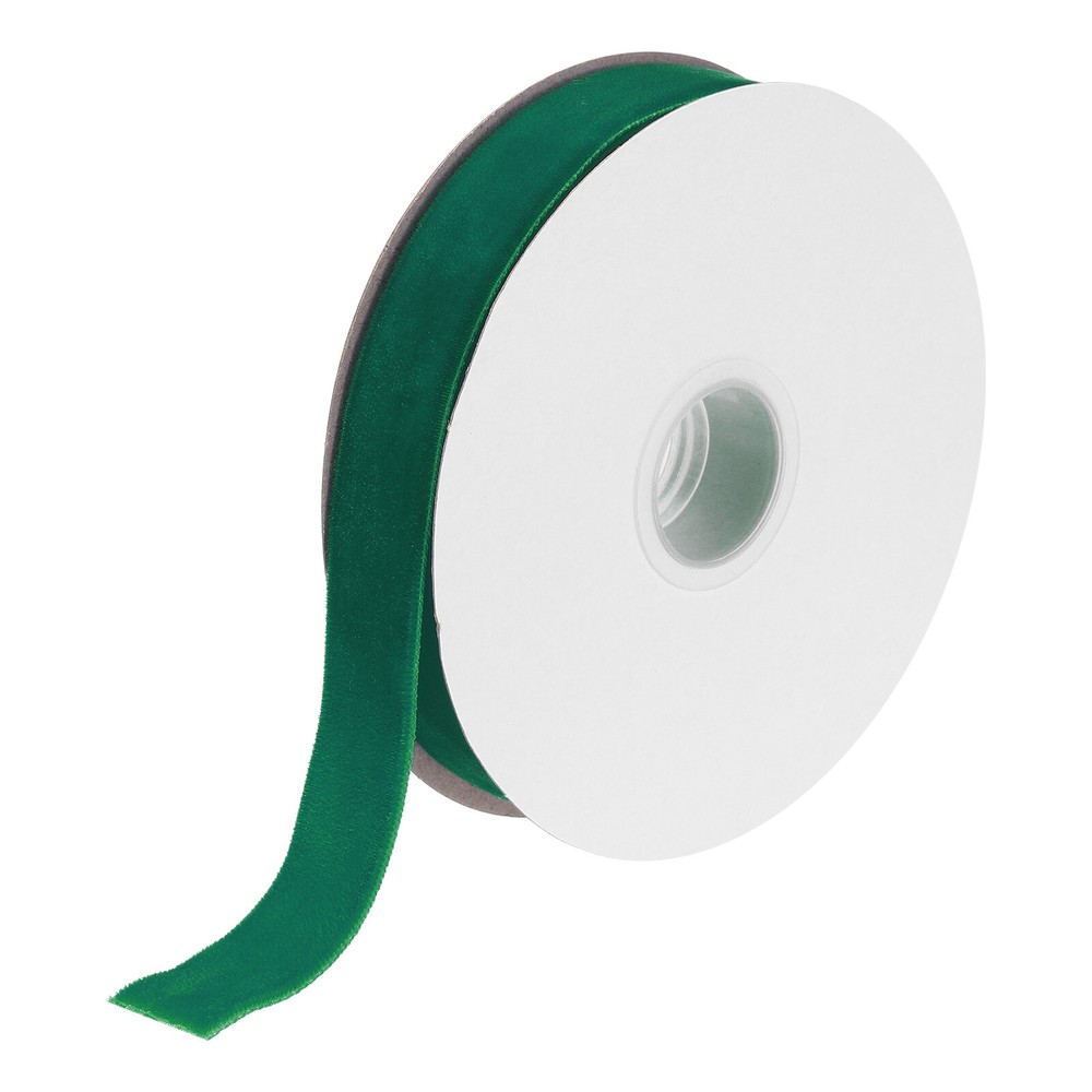 Velvet Ribbon 3/4 Inch x 10 Yard Single Face Spool Silky Fabric Dark Green