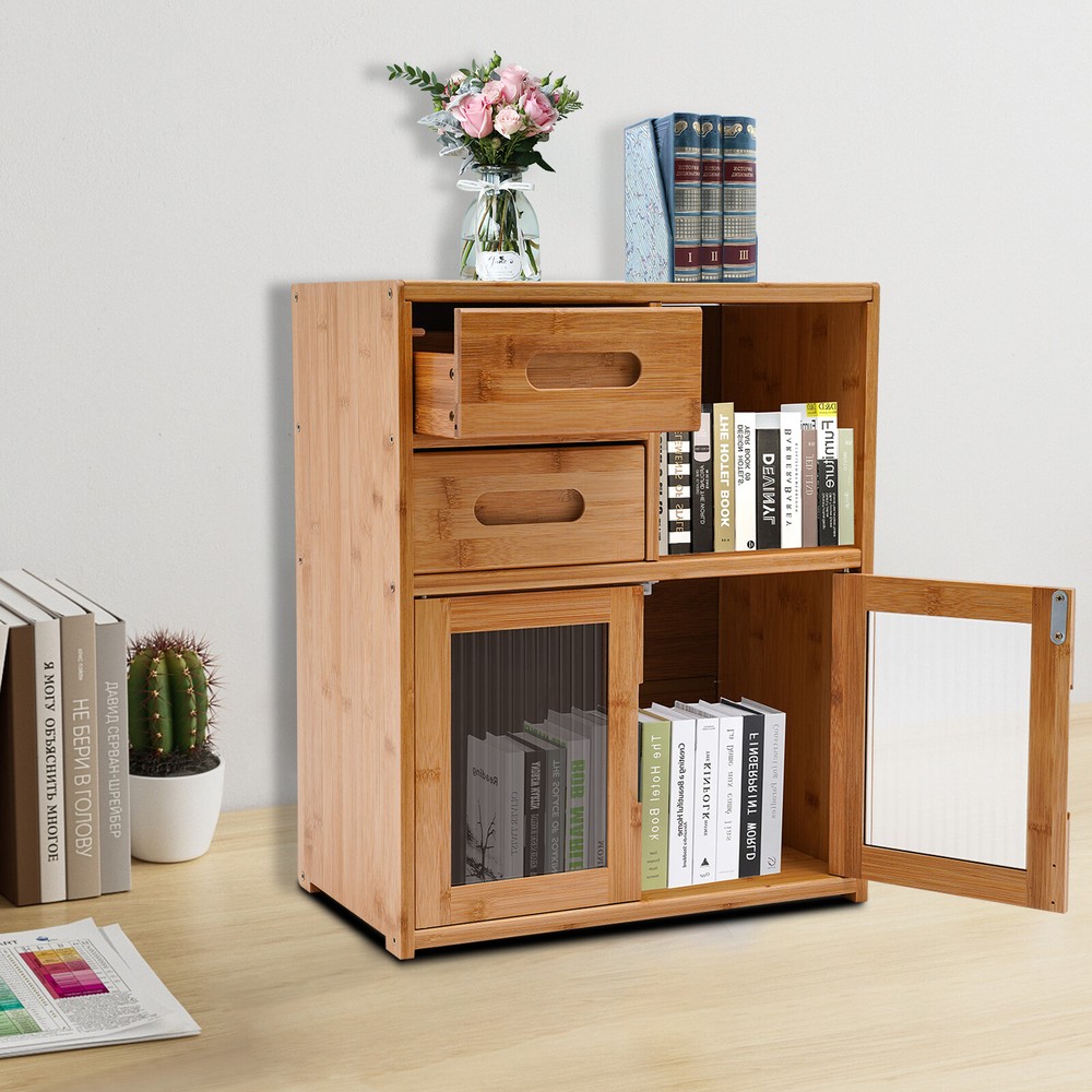 18.9in Bamboo Pantry Cabinet with Drawer for Kitchen Storage