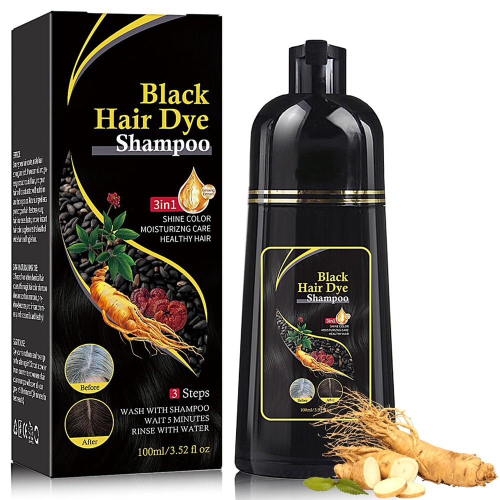 3-in-1 Instant Black Hair Dye Shampoo for Women & Men - Magic Color Formula