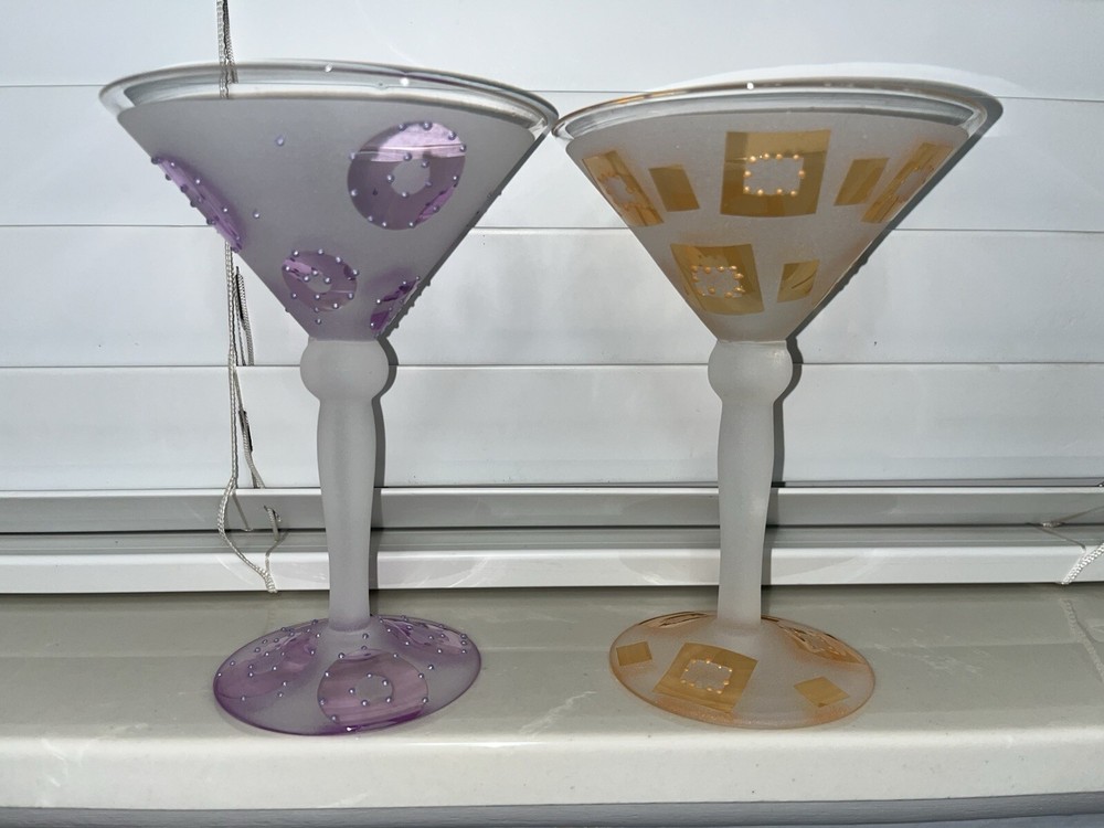 Frosted Martini Glasses Set of 2 - Elegant & Brand New