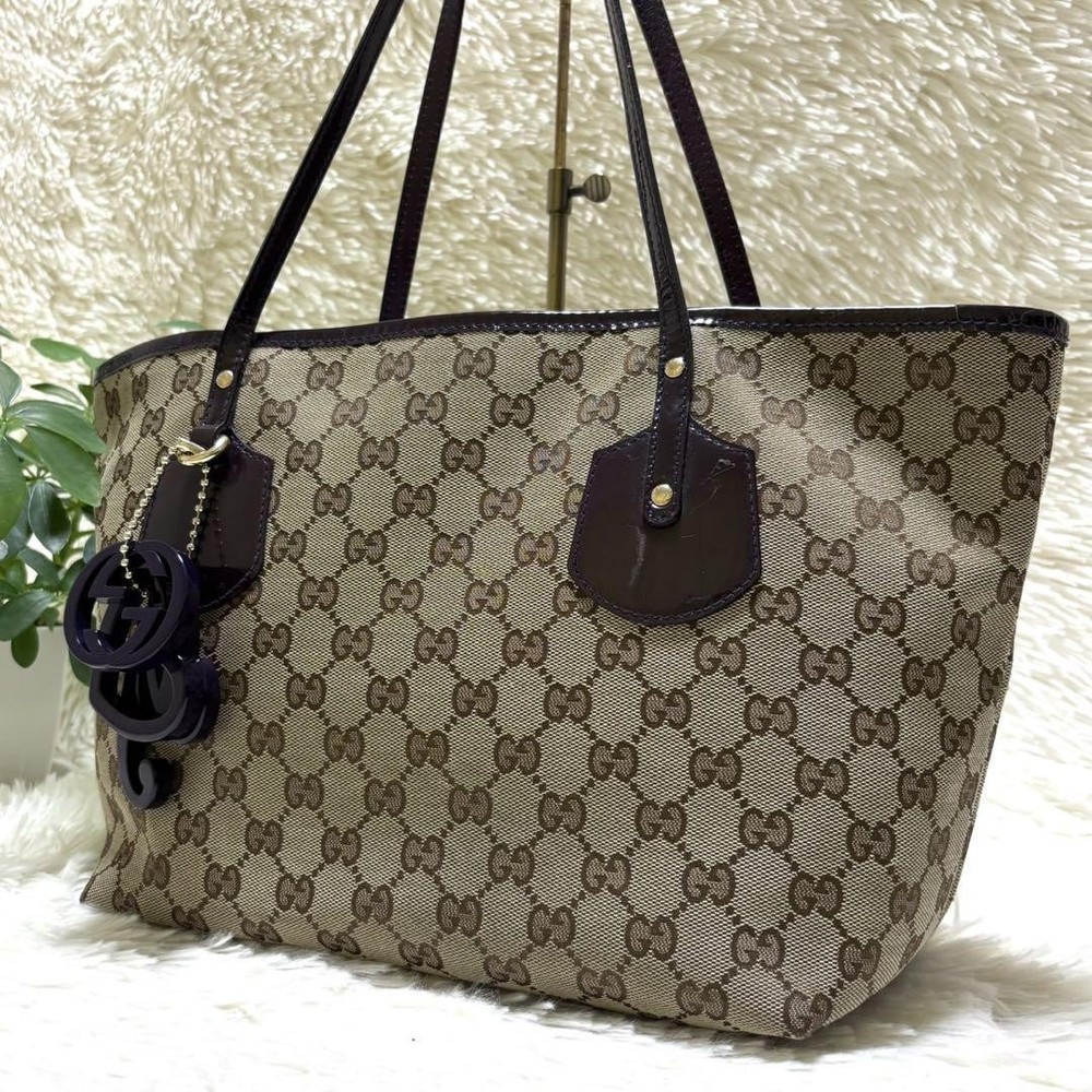 Gucci GG Canvas Shima Charm Tote Bag with A4 Storage Large Handbag