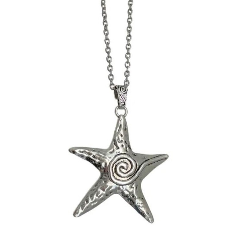 Metal Oversized Pentagram Star Pendant Necklace for Women and Men Unisex Jewelry