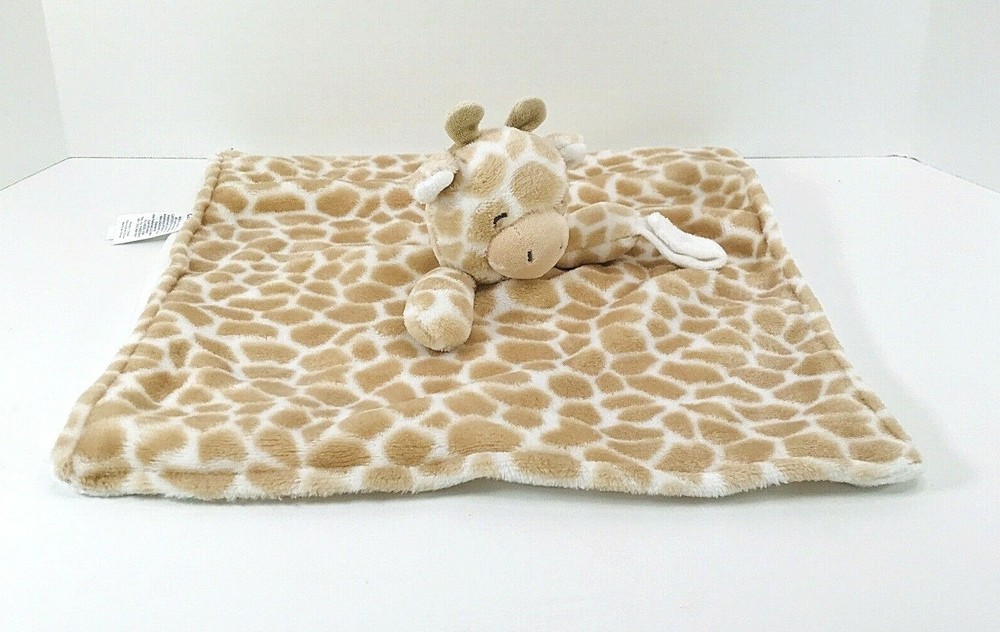 Carters Giraffe Plush Baby Security Blanket Lovey Pacifier Holder Strap Loop Tan