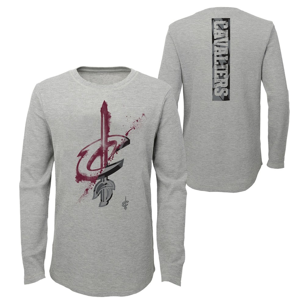 Outerstuff NBA Youth 8-20 Cleveland Cavaliers Black Out Waffle Knit Thermal Top