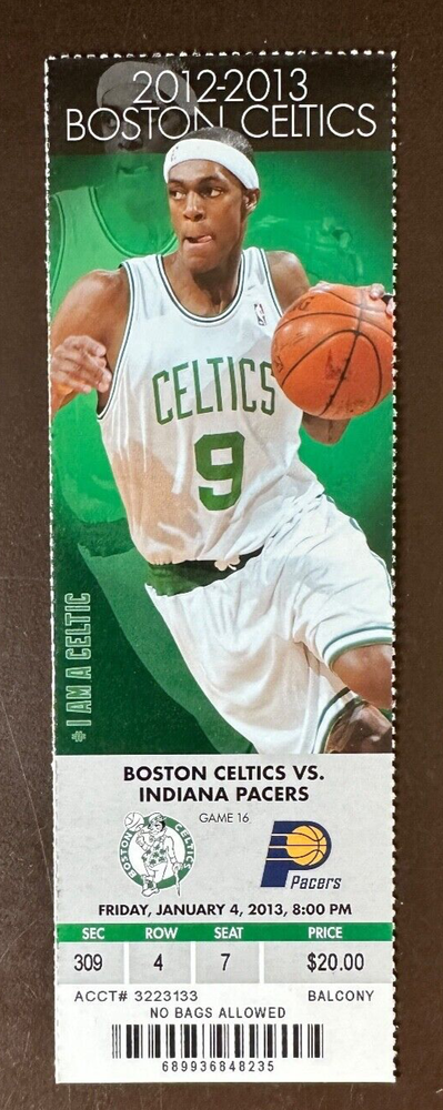 Boston Celtics 1/4/2013 NBA ticket stub vs Indiana Pacers
