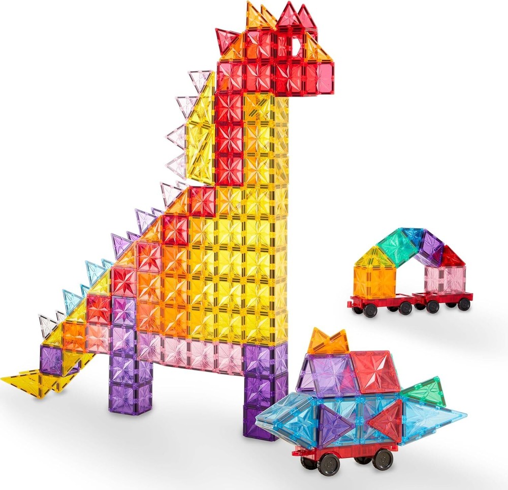 121 Pcs Magnetic Tiles Creative Toys, 3D Building Magnet Blocks Set