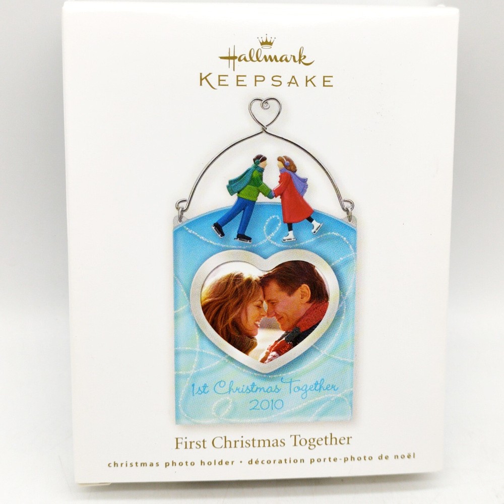 2010 First Christmas Together Ice Skater Picture Frame Ornament New in Box