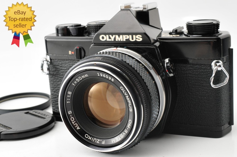 Near Mint Olympus OM-1 Black Camera with F.Zuiko 50mm F1.8 Lens from Japan #1078
