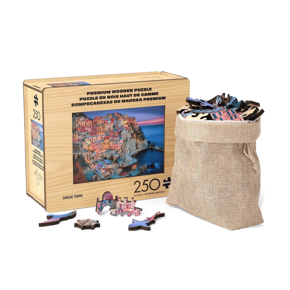 - Cinque Terre Wood Puzzle - Whimsy Cut Jigsaw Pieces - 250 Piece Jigsaw Puzzle