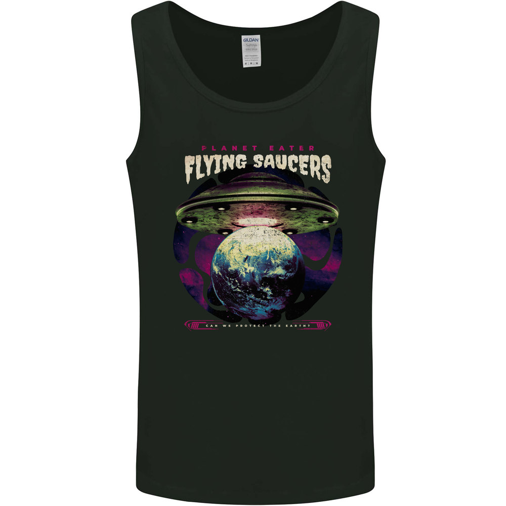 Planet Eating Flying Saucers Alien UFO Mens Vest Tank Top