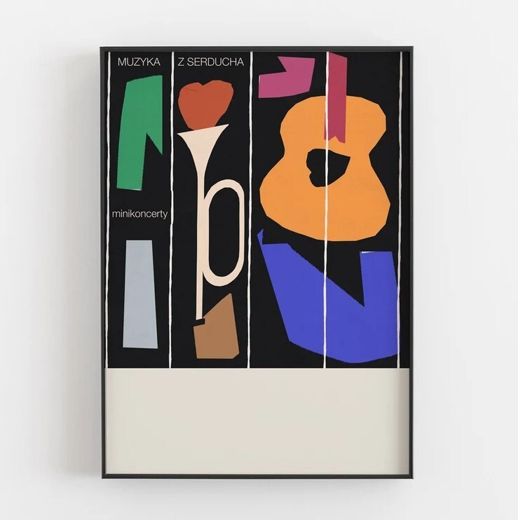 Music from the heart, poster for small concerts, music, trumpet, guitar