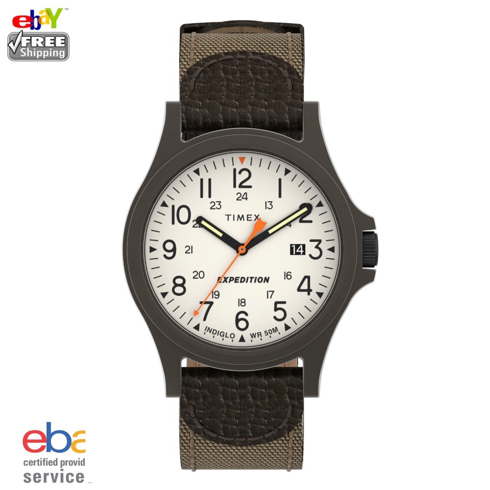 Timex Men's Expedition Acadia40mm Watch – Brown Case Natural Dial, Brown Leather