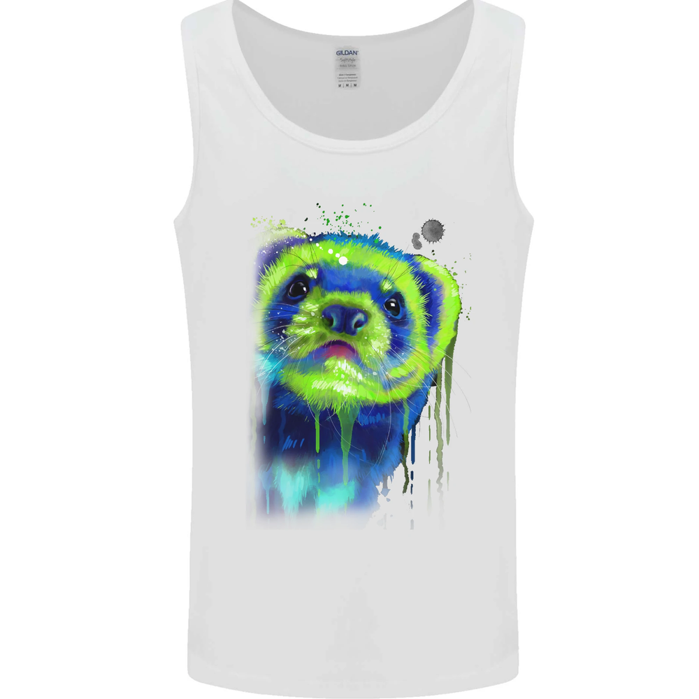 Ferret Watercolour Print Men's Sleeveless Vest Tank Top