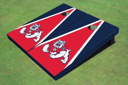 Fresno State Bulldog Red And Navy Blue Matching Triangle Custom Cornhole Board