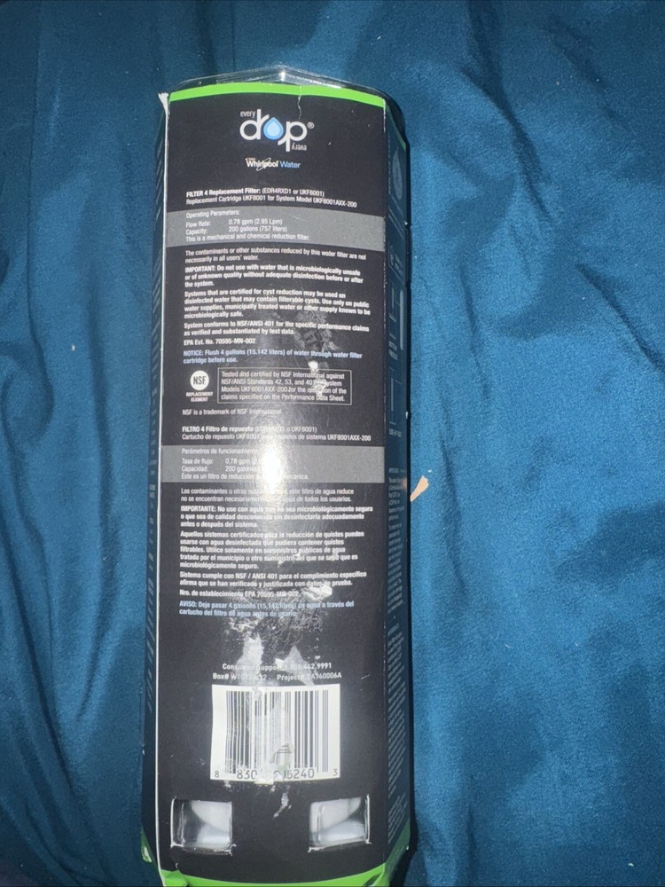 EveryDrop by Whirlpool Refrigerator Ice & Water Filter 4 EDR4RXD1 W10735432
