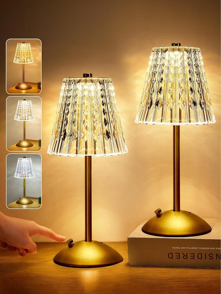 Dimmable Crystal Table Lamp Set of 2 for Nightstands with Adjustable Lighting
