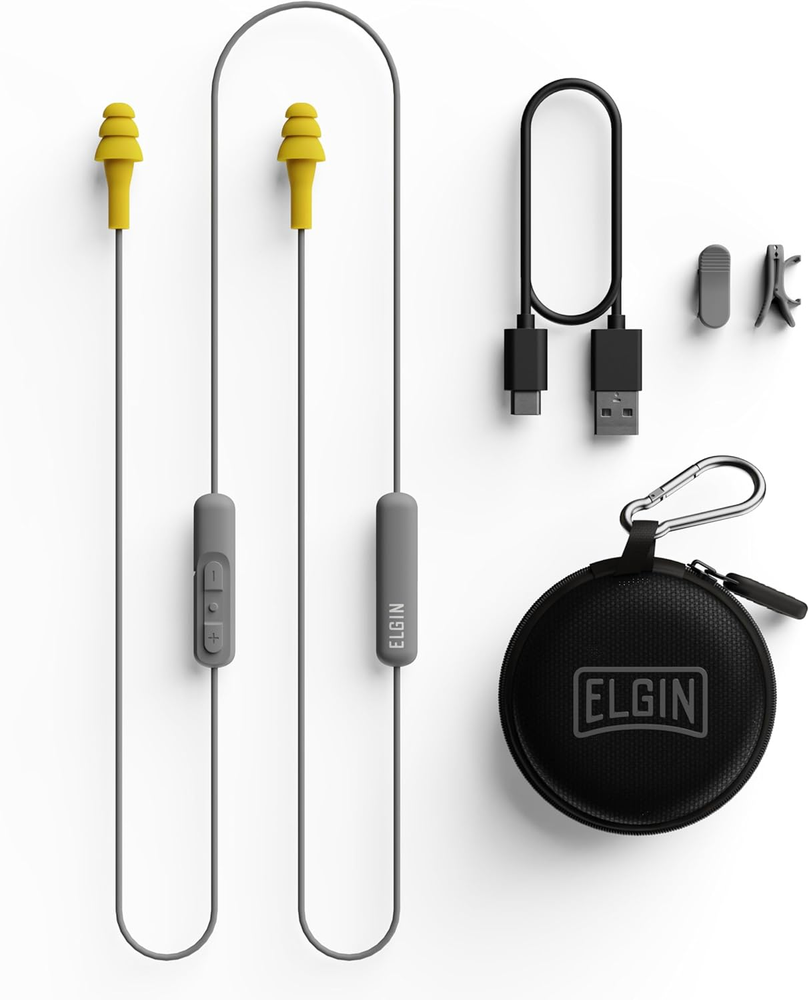 Elgin Ruckus Wireless Bluetooth Earplug Headphones, 25 Db NRR, Noise Canceling M