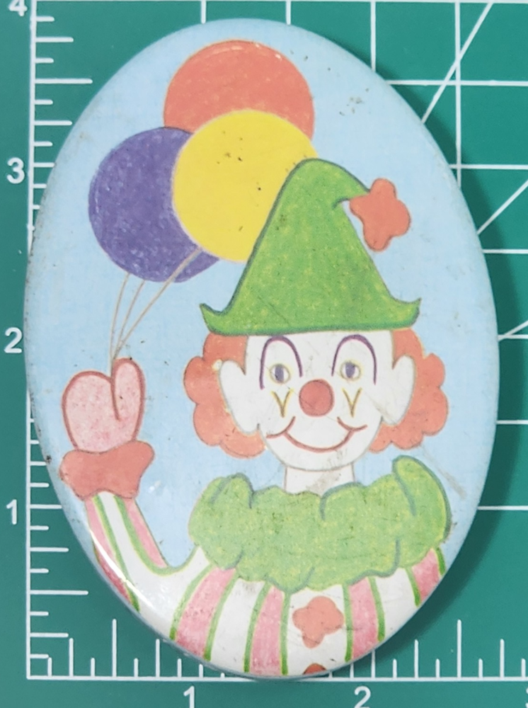 Vintage 70s-80s Circus Clown Tin with Balloons Lid for Jewelry or Trinkets