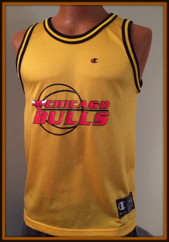 VINTAGE CHICAGO BULLS CHAMPION GOLD ALTERNATE JERSEY YOUTH LARGE 14-16