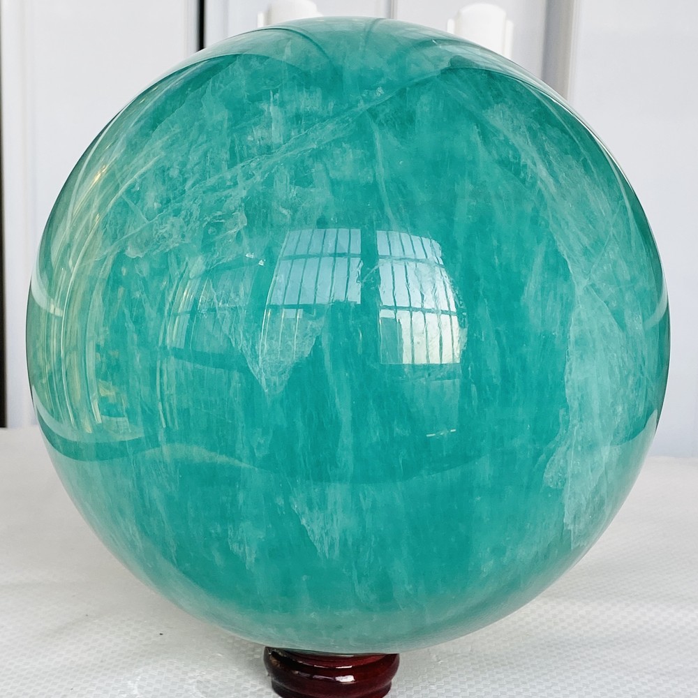 Natural Green Fluorite Quartz Sphere 5600G Crystal Energy Ball for Reiki Healing
