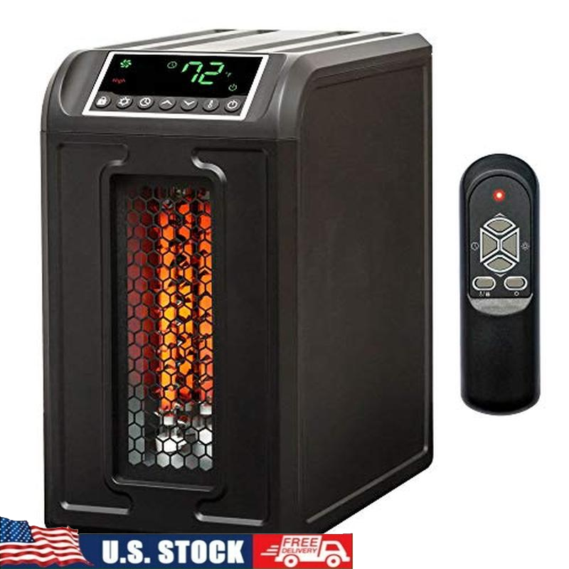 Portable Infrared Space Heater 1500W Remote Control 3 Heat Settings Timer Safety