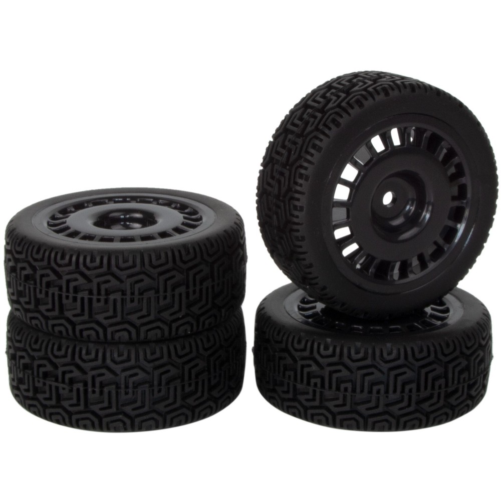 1/10 RC Rally Car Wheels Rubber Tires Set For Tamiya TT-01 TT-02 TT01E XV02 DF03