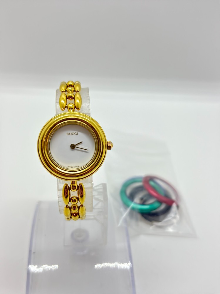 [ Exc+5 ] GUCCI 11/12.2L Change 5 Bezel Watch Silver Quartz Used Working F/S