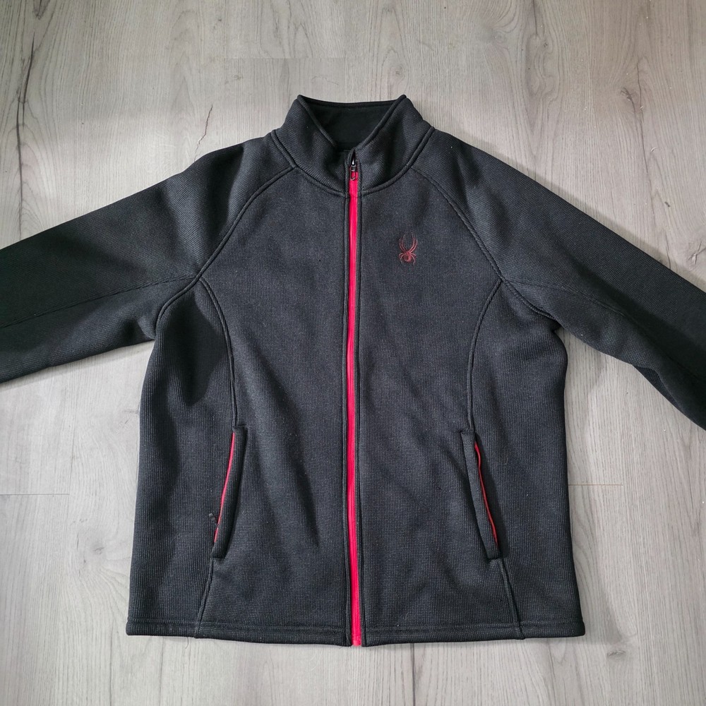 Spyder Constant Sweater Jacket Mens XLarge Polar Black Red Full Zip Fleece