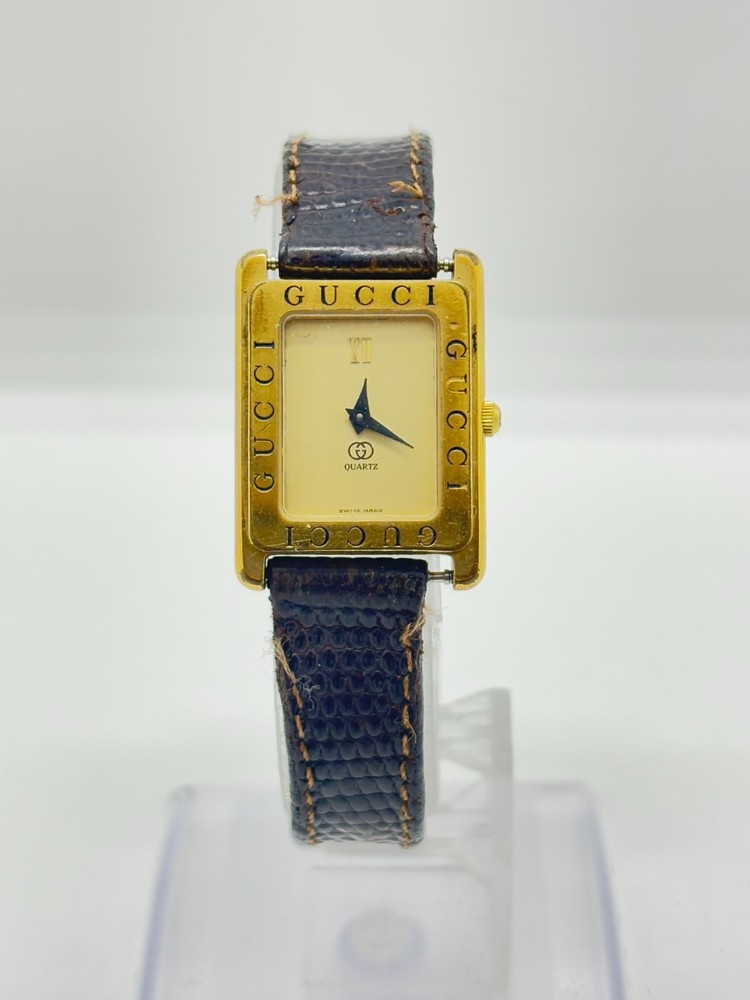 Gucci Ladies Watch 4000L Gold 18K Super Rare Interlocking Gg Used Working