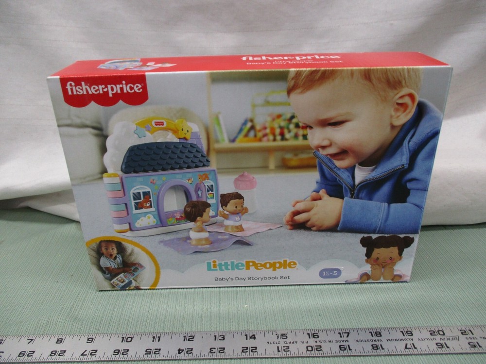 Fisher Price Little People Baby's Day story Set Book Twins Learning House Life-image